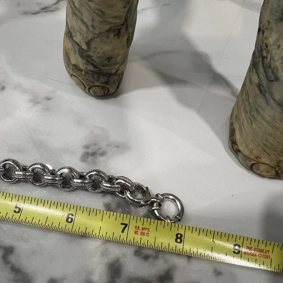 8” Miler Italy Epiphany Platinum Sterling Silver 925 Rope Texture Chain Link - Picture 6 of 11